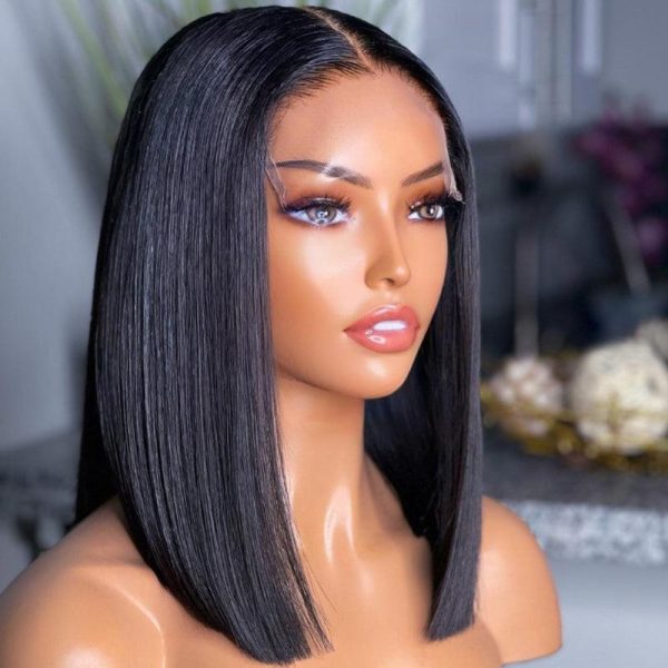 10 Inch Black Medium Bob Straight Wig | 5x5 6x6 HD Lace Closure Wig