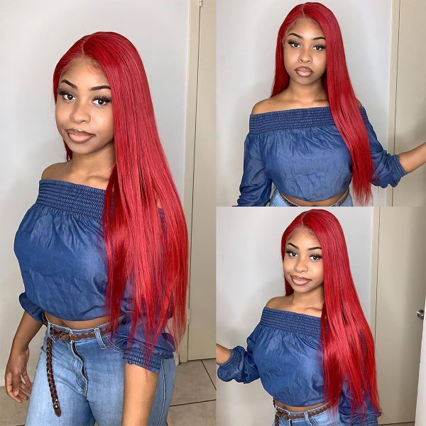 13x4 Straight Red HD Lace Front Human Hair Wig