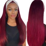 Headband 99J Straight Human Hair Wigs 150 Density No Gel No Glue Headband Wig