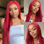 13x4 Straight Red HD Lace Front Human Hair Wig