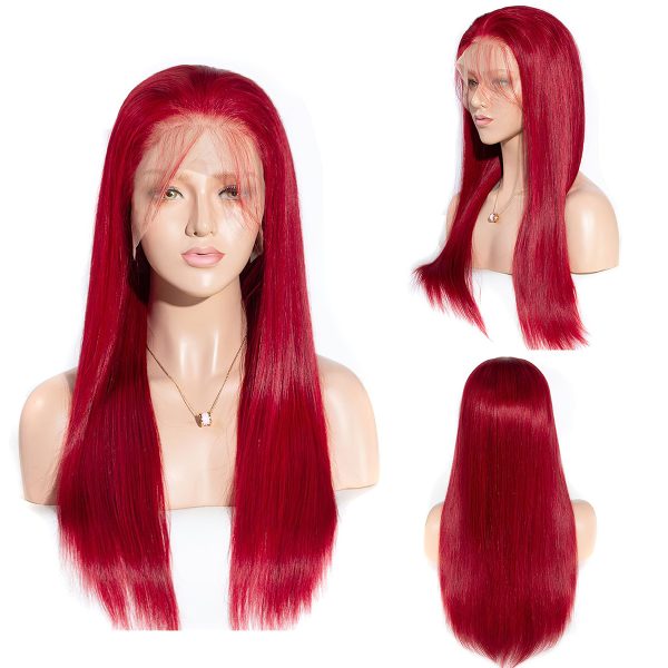 13x4 Straight Red HD Lace Front Human Hair Wig