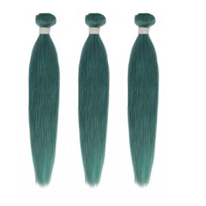 Human Hair 3 Bundles Straight Hair Weave Jade Green Color