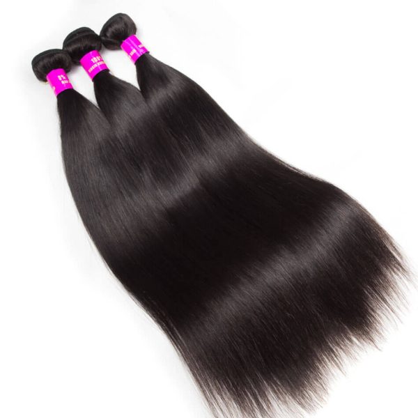 Straight Human Hair 13x4 HD Lace Frontal With 3 Bundles Silk Straight With Frontal