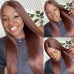 4x4 Transparent Lace Closure Wigs Color #4 Chestnut Brown Human Hair Wig Bleach knots With Baby Hair