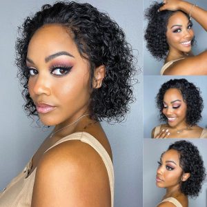 Glueless Water Curly Wig Slick Back 13X4 HD Lace Short Cut Lace Front Wig