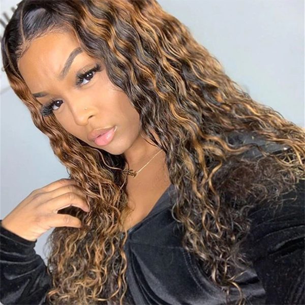 1b/30 Highlight Water Wave Wig |13x4 HD Lace Front Wig