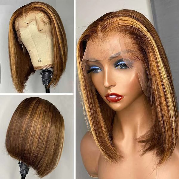 P4/27 Bob Wig with Highlights | Glueless HD Lace Front Wig