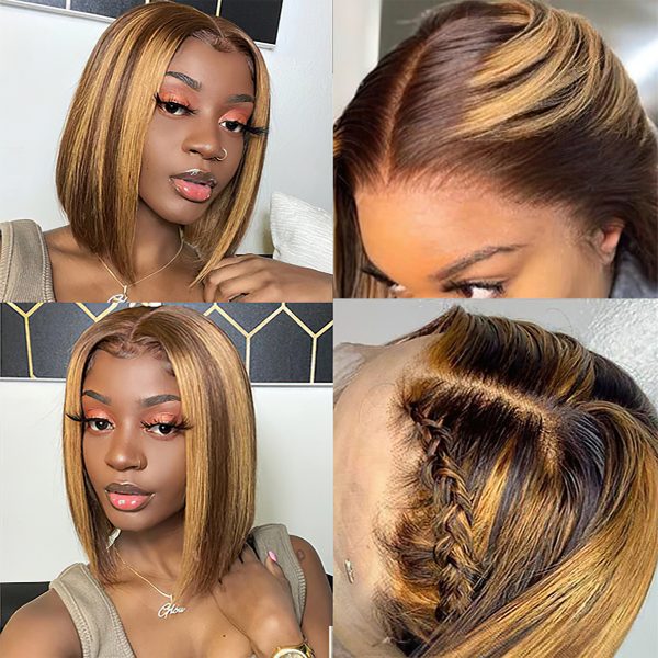 P4/27 Bob Wig with Highlights | Glueless HD Lace Front Wig