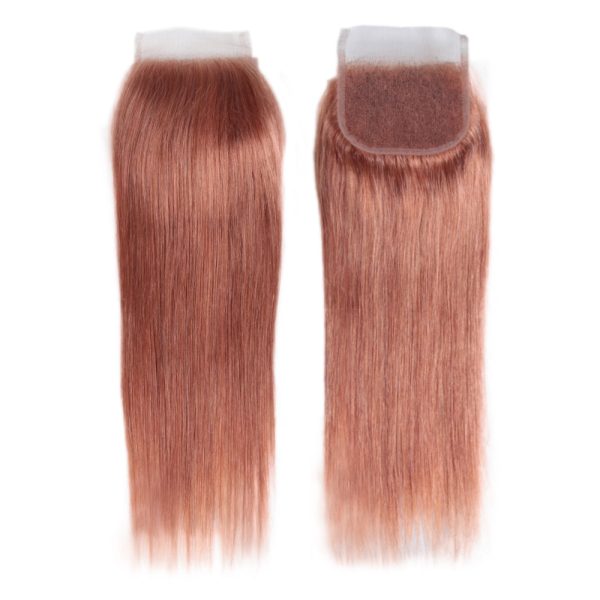 Straight Bundles With Closure Remy Human Hair Weave 3 bundles with 4*4 Lace Closure Pink Color