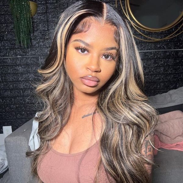 13x6 Hd Transparent LaceFront Highlight Balayage Wig Upgrade 210% Density 22inch-32inch Human Hair Wigs