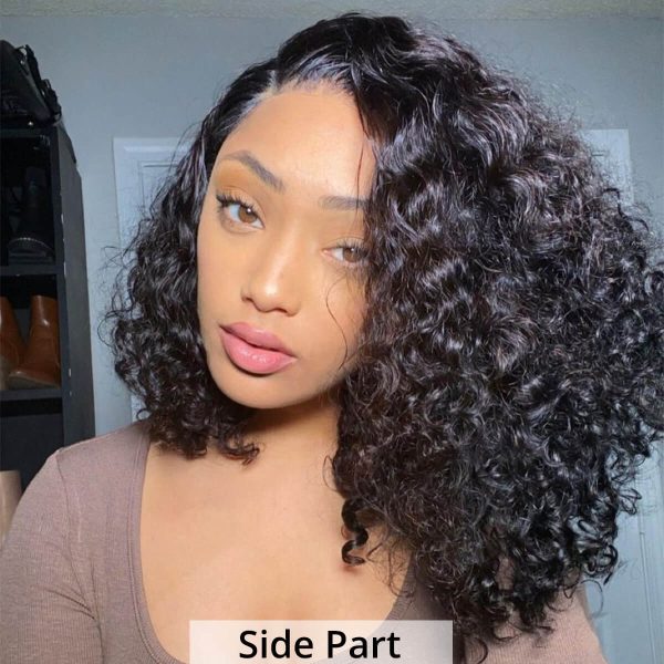 Short Glueless Deep Curly HD Lace Wig 180% Density