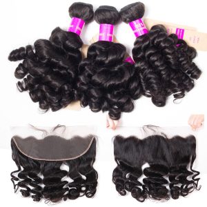 Funmi Hair 3 Bundles with 13x4 HD Lace Frontal Ear to Ear Lace Frontal Closure with Bundles