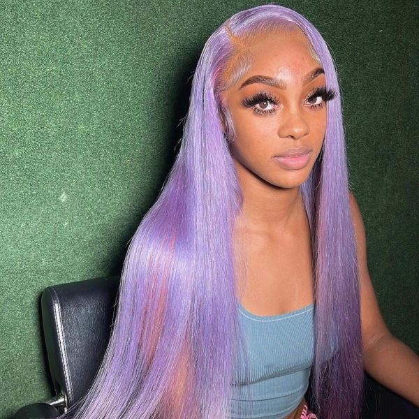 New Light Lavender Wig Straight/Body Wave Human Hair Wigs Glueless Transparent HD Lace Wigs