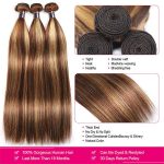 Highlight Ombre Brown Straight Hair 3 Bundles Remy Human Hair Extensions