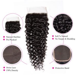 Curly 4x4 Lace Closure Curly Human Hair Lace Closure