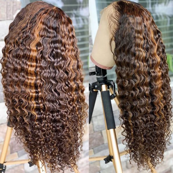 Highlight 1B/30 Honey Blonde 13x4 HD Lace Deep Wave Lace Front Wig