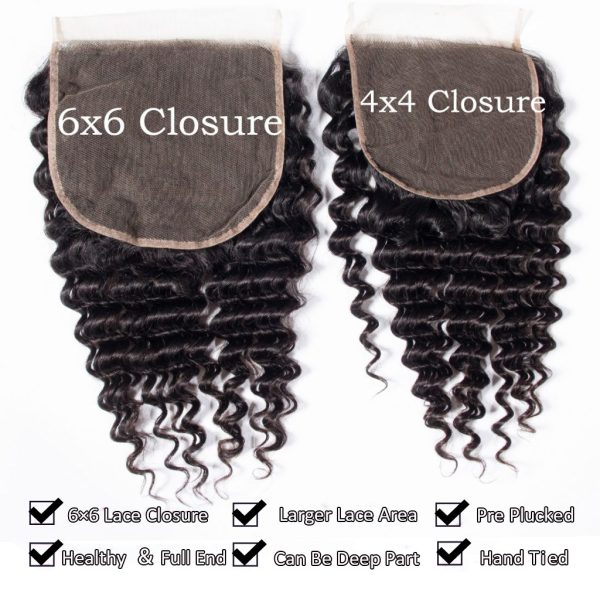 3 Bundles Brazilian Deep Wave Virgin Hair With HD Lace Closure