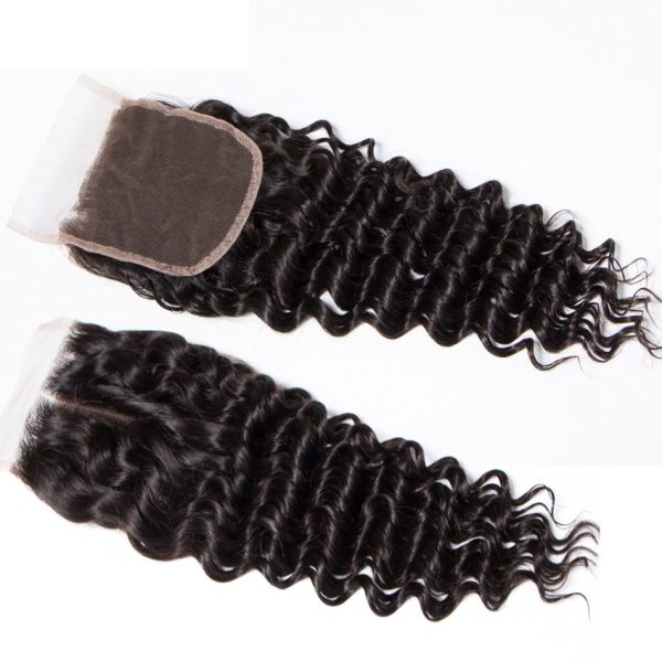 Deep Wave 4 Bundles With 4x4 HD Lace Closure High Quality Brazilian Virgin Hair With Closure