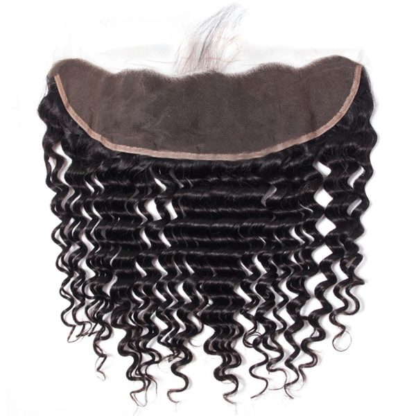 Deep Wave Human Hair Bundles With HD Lace Frontal 3 Bundles Deep Wave With Frontal