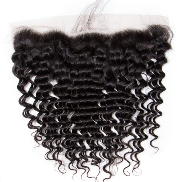 Deep Wave Human Hair Bundles With HD Lace Frontal 3 Bundles Deep Wave With Frontal