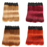 15A Quality Hair Bundles Straight Double Drawn Remy Hair Wefts Unprocessed Human Hair Bundles Ombe 1B/Orange