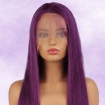 New & Pop Purple Colored 13x4 Transparent lace Front Human Hair Straight Wigs 180% Density