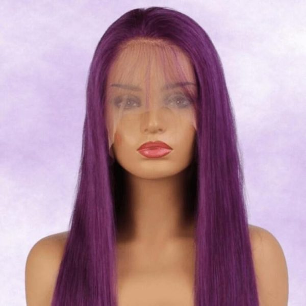 New & Pop Purple Colored 13x4 Transparent lace Front Human Hair Straight Wigs 180% Density