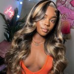 Upgrade HD lace 4x4 13x4 Crystal Lace Frontal Wigs Pre Plucked Highlight Body Wave Balayage Human Hair Wigs