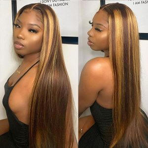4/27 Highlight Straight HD Lace Front Wigs High Density Wig