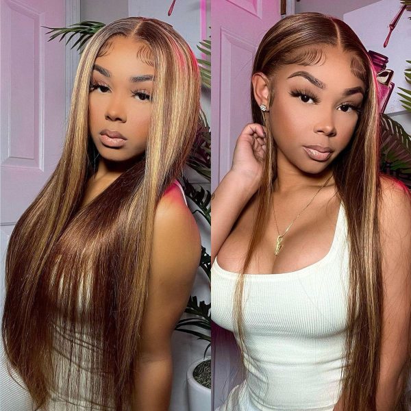 4/27 Highlight Straight HD Lace Front Wigs High Density Wig