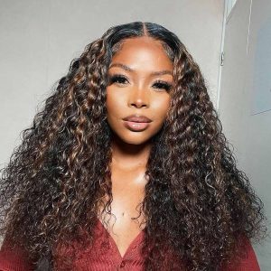 Highlight 1B/30 Honey Blonde 13x4 HD Lace Deep Wave Lace Front Wig