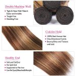 Highlight Ombre Brown Straight Hair 3 Bundles Remy Human Hair Extensions