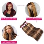 Highlight Ombre Brown Straight Hair 3 Bundles Remy Human Hair Extensions