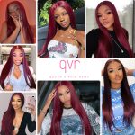 Remy Human Hair Bundles With Closure Straight Hair Burgundy Remy Peruvian Dyed 3 Bundles With Frontal 4x4 Brazilian Human Hair 99J