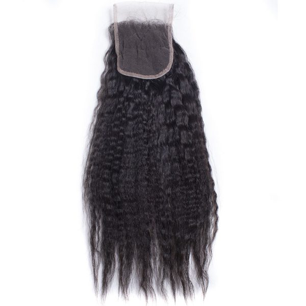 Kinky Straight Virgin Hair 3 Bundles With 4x4 HD Lace Closure