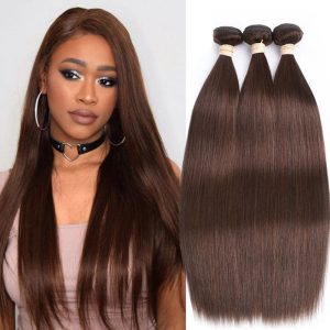 Color #4 Chestnut Brown Body Wave/Straight 3 Bundles 100% Virgin Human Hair Extension