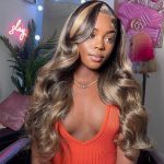 Upgrade HD lace 4x4 13x4 Crystal Lace Frontal Wigs Pre Plucked Highlight Body Wave Balayage Human Hair Wigs