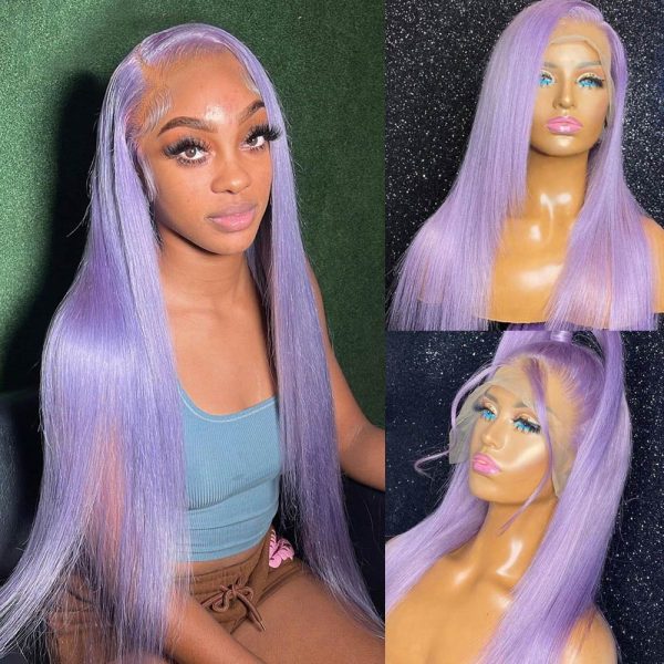 New Light Lavender Wig Straight/Body Wave Human Hair Wigs Glueless Transparent HD Lace Wigs