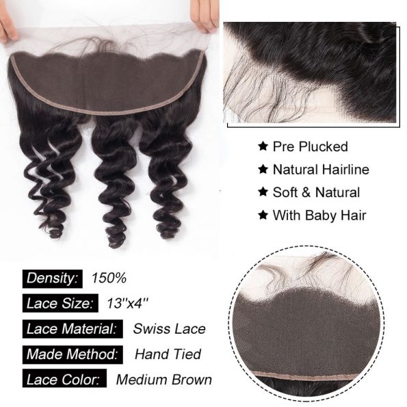 Brazilian Loose Wave Hair 13*4 Lace Frontal With Baby Hair Free Part