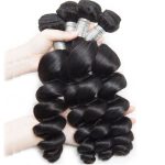 12A Grade Human Hair Loose Wave Bundles With Closure Brazilian Remy Human Hair 3/4Bundles With Swiss Lace Closure Natural Black