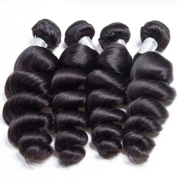 12A Grade Human Hair Loose Wave Bundles With Closure Brazilian Remy Human Hair 3/4Bundles With Swiss Lace Closure Natural Black