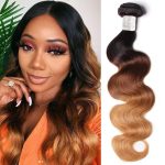 12A Body Wave Hair Ombre 1B/4/27 3Bundles With Free Part Closure