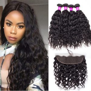 Water Wave 4 Bundles With Brazilian Hair 13x4 HD Lace Frontal