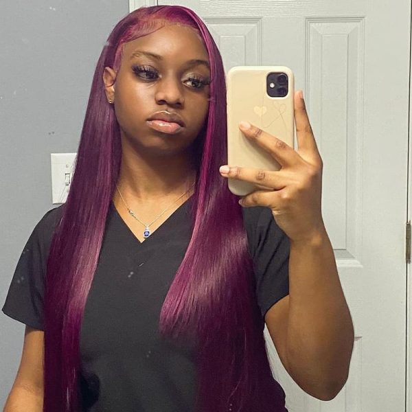 13x4/13x6 Lace Front Side Part Highlight Money Piece Pink Purple Human Hair Wig Hd Transparent Lace Body Wave Wig