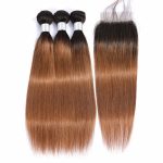 3Bundles 1B/30 Ombre Human Hair Weaves With Virgin Human Hair Closure