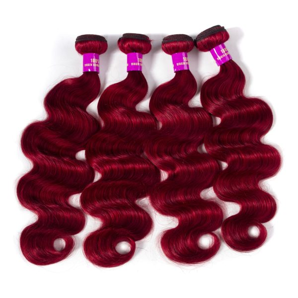 Red Body Wave 3 Bundles Brazilian Virgin Hair Extensions