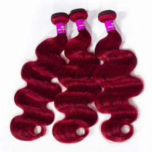 Red Body Wave 3 Bundles Brazilian Virgin Hair Extensions