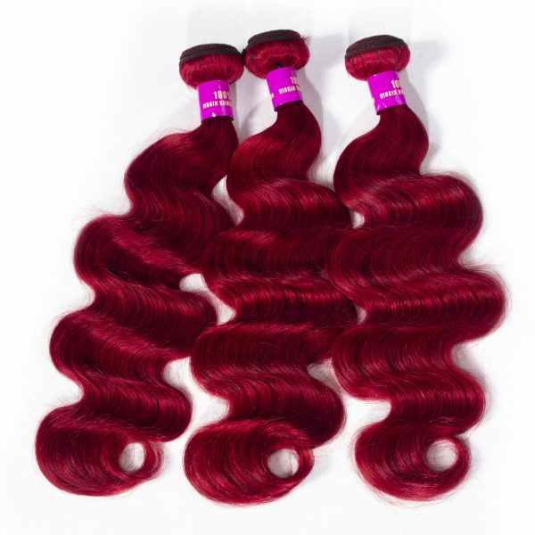 Red Body Wave 3 Bundles Brazilian Virgin Hair Extensions