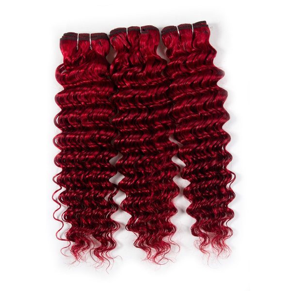 Red Deep Wave 3 Bundles Brazilian Virgin Hair Extensions