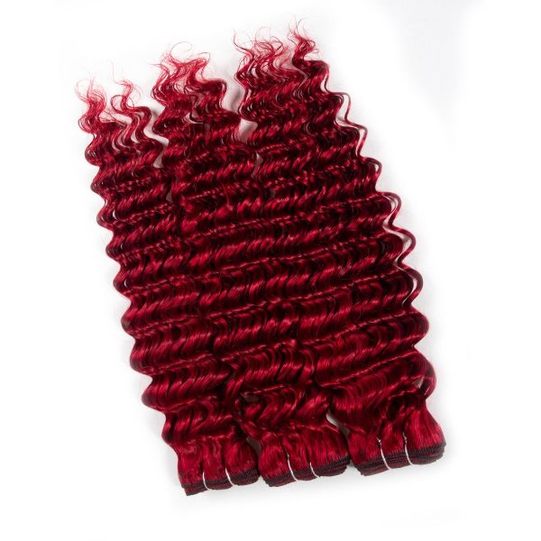 Red Deep Wave 3 Bundles Brazilian Virgin Hair Extensions